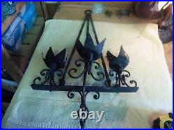 Antique Gothic Dracula wrought iron heavy sconce candle wall or hanging holder