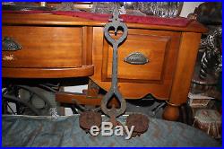 Antique Gothic Medieval Wrought Iron Double Arm Candelabra Wall Sconce Fixture