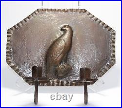 Antique Hammered Copper Wall Candle Sconce With High Relief Eagle