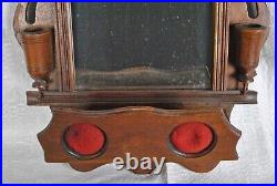 Antique Hanging Wall Candle Box, Mirror, Match Holders