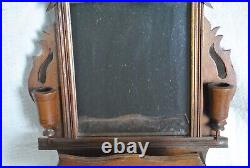 Antique Hanging Wall Candle Box, Mirror, Match Holders