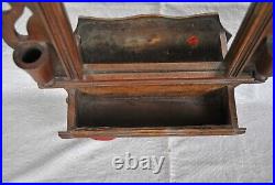 Antique Hanging Wall Candle Box, Mirror, Match Holders