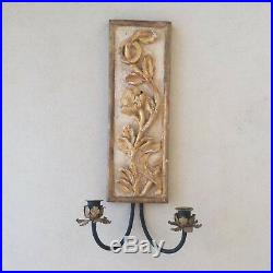 Antique Italian Wall Light Carved Gilt Wood and Gesso metal Candle holders