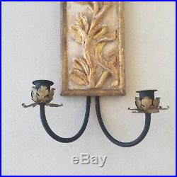 Antique Italian Wall Light Carved Gilt Wood and Gesso metal Candle holders
