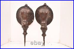 Antique Metal Figural Elephants Candlestick Sconce Wall Mount Candle Holder