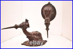 Antique Metal Figural Elephants Candlestick Sconce Wall Mount Candle Holder