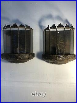 Antique Mexican Tin Candle Holder Wall Sconce LANTERN Set Of 2