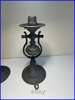 Antique Nautical Brass Ships Gimbal Swivel Candlestick Candleholder Wall Sconces