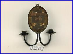 Antique Neoclassical Hollywood Regency Candle Holder Wall Sconce Mirror Frame