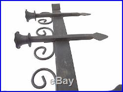 Antique Old Wrought Iron Metal Black Grate Candelabra Wall Sconce Candle Holder