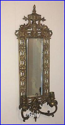 Antique Original Bradley & Hubbard bronze Metal Wall Sconce Mirror Candle Holder