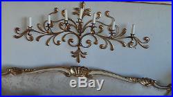 Antique Original Gilded Gold & Metal Wall Sconce Candle Holders