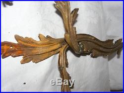 Antique Ormolu Bronze Acanthus Leaf Wall Sconce Candle Holder 2 Arm 15
