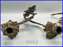 Antique Pair (2) Art Nouveau Rococo Italian Floral Vines Wall Candle Holders Set