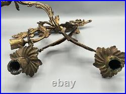 Antique Pair (2) Art Nouveau Rococo Italian Floral Vines Wall Candle Holders Set