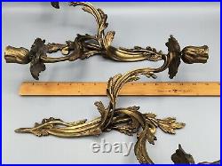 Antique Pair (2) Art Nouveau Rococo Italian Floral Vines Wall Candle Holders Set