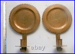 Antique Pair COPPER Handcrafted SCONCES Wall Candle Holders