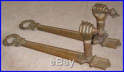Antique Pair Figural Hand Bronze Wall Lamps Lights Candle Holders Sconces