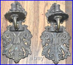 Antique Pair Of Art Nouveau Lady Figuralbrass Wall Candle Holder Wall Sconce