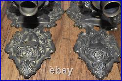 Antique Pair Of Art Nouveau Lady Figuralbrass Wall Candle Holder Wall Sconce