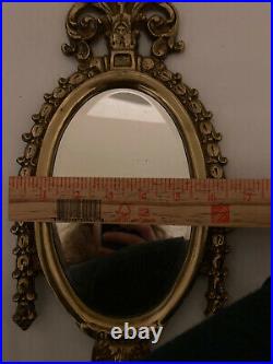 Antique Pair Of Girándole Double Candelabra Mirror Wall Sconces Brass
