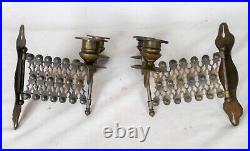 Antique Pair Of Wall Mount Double Arm Brass Candle Sconces