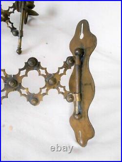Antique Pair Of Wall Mount Double Arm Brass Candle Sconces