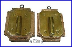 Antique Pair of Brass Gothic Revival Wall Mounted Candle Sticks, French
