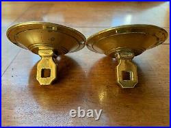 Antique Pair of Early 18th C. Brass Wall Candle Sconces, Queen Anne Per, c. 1710