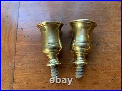 Antique Pair of Early 18th C. Brass Wall Candle Sconces, Queen Anne Per, c. 1710