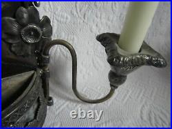 Antique Silver plate Wall Pocket Candle holders sconces Victorian Rare