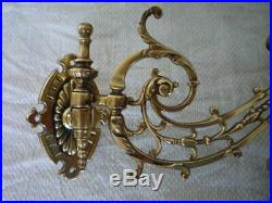 Antique Solid Brass Scroll Candlestick Holder Wall Sconce Piano Candle Reclaim