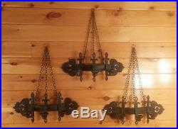 Antique/VTG Gothic Chain Hanging Wall Candelabra/Candle Holders, Medieval Revival