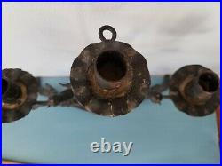 Antique/VTG Wrought Iron Candle Holder Birds Table Stand Wall Sconce Primitive