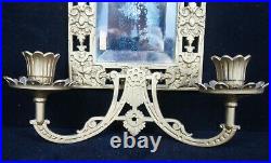 Antique Victorian Bradley Hubbard Brass Wall Mirror Candle Holder Sconce 18