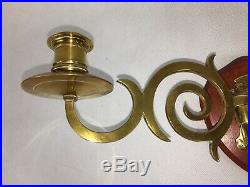 Antique Victorian Brass Branch Wall Sconces / Candle Holders (Pair)