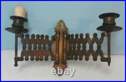 Antique Victorian CANDLE STICK HOLDER ACCORDIAN Brass Swivel Wall Mount Sconce