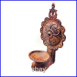 Antique Victorian Style Cast Iron Wall Candle Holder, Decorative Collectible