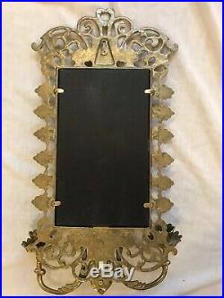 Antique Vintage Bacchus Solid Brass Mirror Candle Holder Wall Scone Fixture