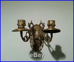 Antique Vintage Brass Piano Wall Sconces Candle Holder Sticks pair