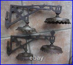 Antique Vintage Pair of Ornate Swinging Wall Candle Holders Scones