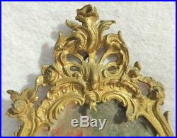 Antique/Vtg Pair 15 Brass ROSES Mirror Candelabra Wall Sconces Candle Holders