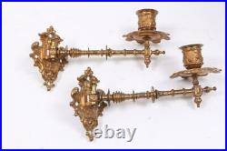 Antique Wall Sconce Brass Swiveling Candle Holders