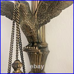 Antique Wall Sconce Candlestick Holder BRASS American Eagle 29 Tall