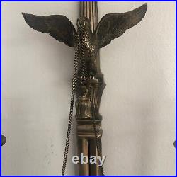 Antique Wall Sconce Candlestick Holder BRASS American Eagle 29 Tall