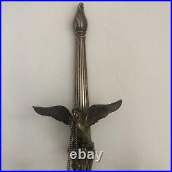 Antique Wall Sconce Candlestick Holder BRASS American Eagle 29 Tall