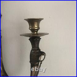 Antique Wall Sconce Candlestick Holder BRASS American Eagle 29 Tall