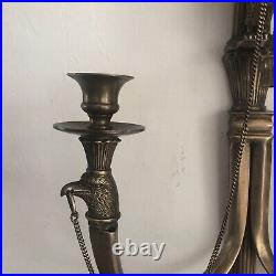 Antique Wall Sconce Candlestick Holder BRASS American Eagle 29 Tall