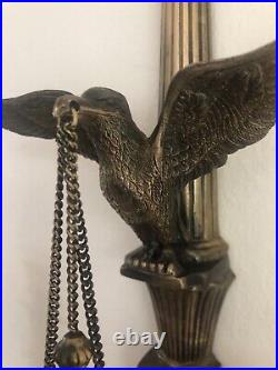 Antique Wall Sconce Candlestick Holder BRASS American Eagle 29 Tall