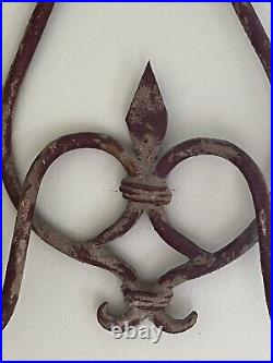 Antique Wall Scone Double CANDLE HOLDER, WROUGHT IRON